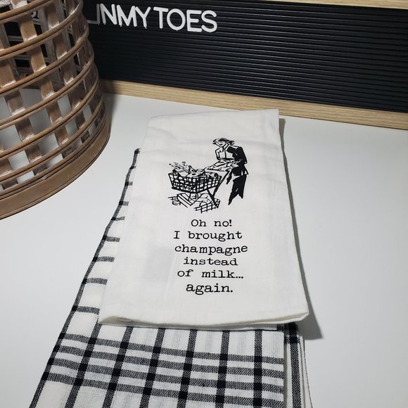 Stitch & Weft I 2, Flour Sack Towel(s) "Oh No I brought Champagne" 100% … - Picture 5 of 9